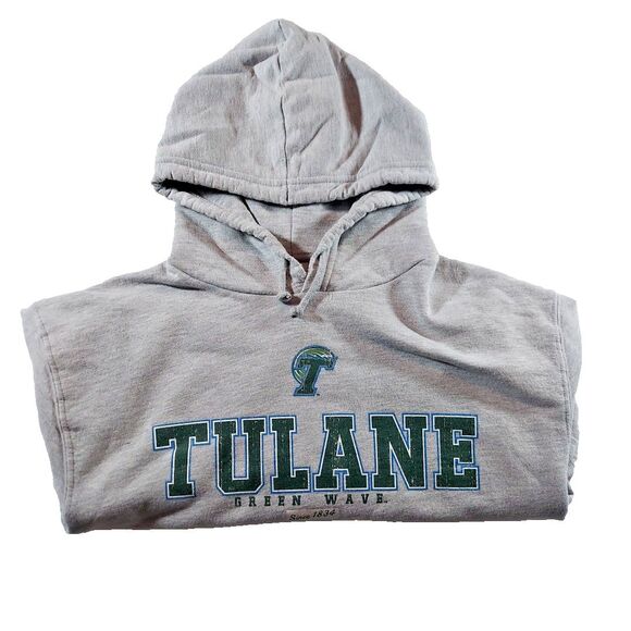 Tulane Green Wave Grey Hoodie Adult Medium - Picture 8 of 8